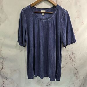 Logo by Lori Goldstein T Shirt Womens Large Dark Blue Lucia Short Burnout Tee